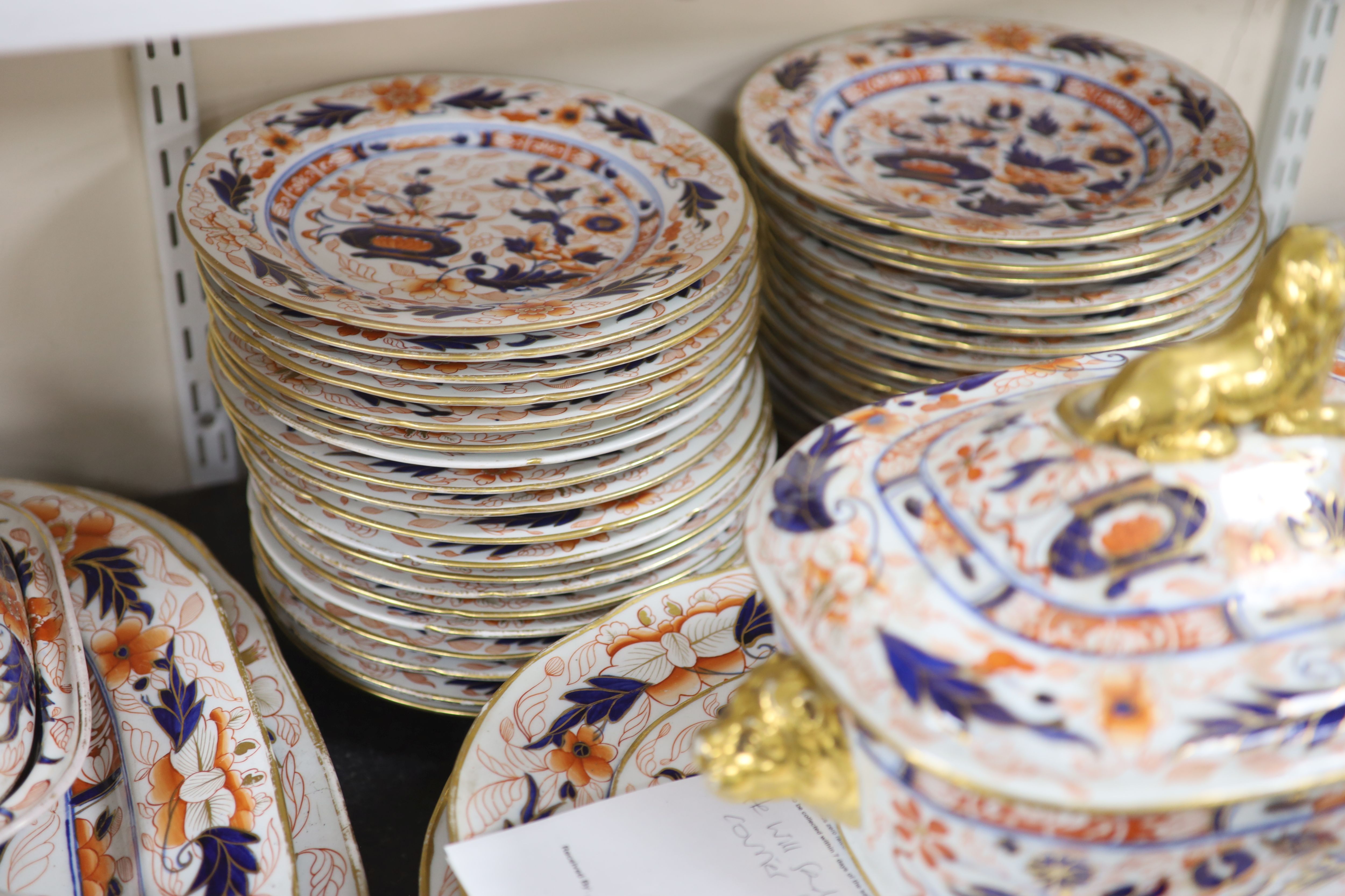 An extensive Coalport Imari pattern dinner service, c.1820,